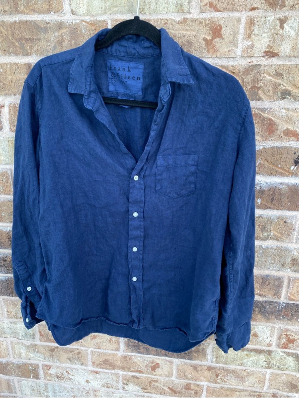 Frank & Eileen Royal Blue 100% Linen Shirt Size Small